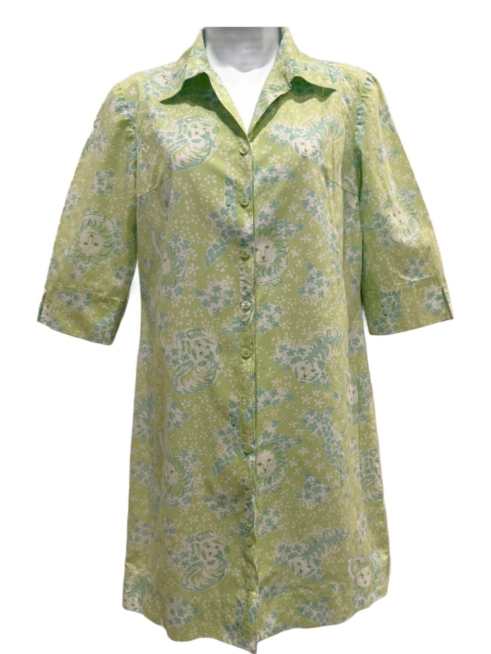 Vintage Lilly Pulitzer Mint Green & White Floral Shirt Dress. 4